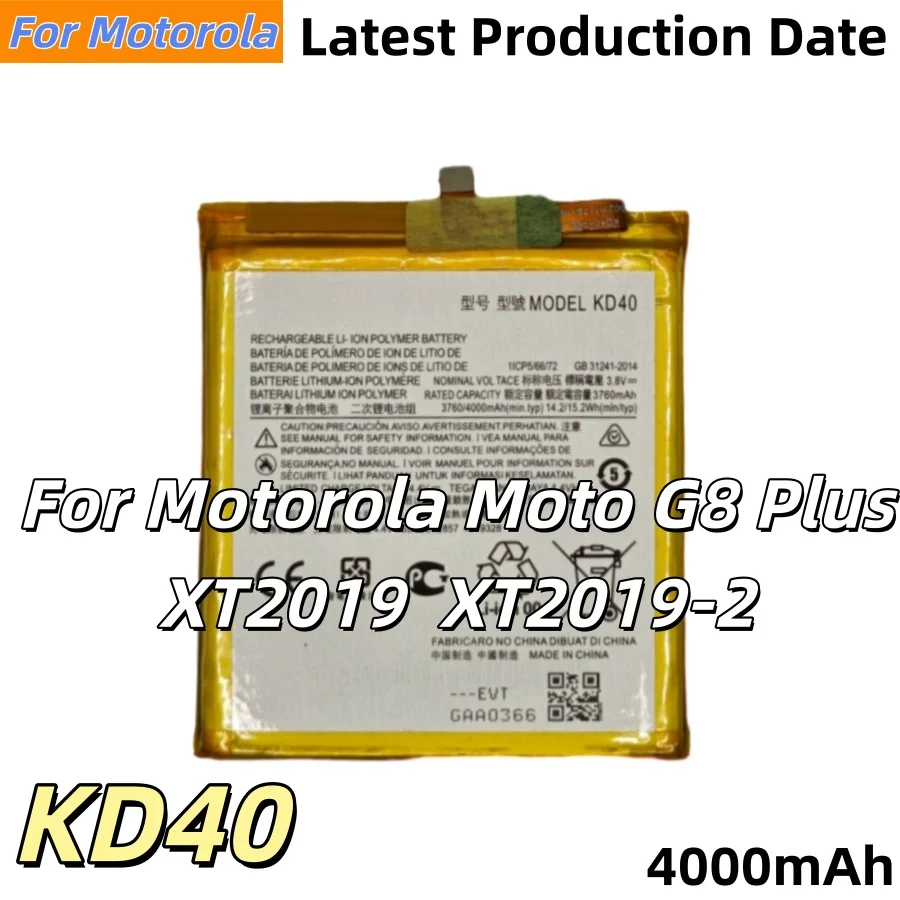 100% Original KD40 4000mAh Battery For Motorola Moto G8 Plus XT2019 XT2019-2 Phone Batteries Latest Production Date