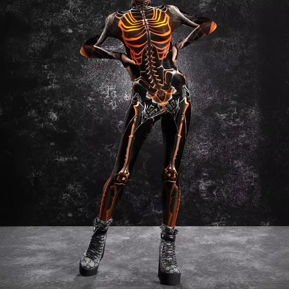 

Cosplay Horror Machine Skeleton Cosplay Bodysuit Women Adult Punk Jumpsuit Performance Party Zentai Suit Sexy Aerial Yoga Suit