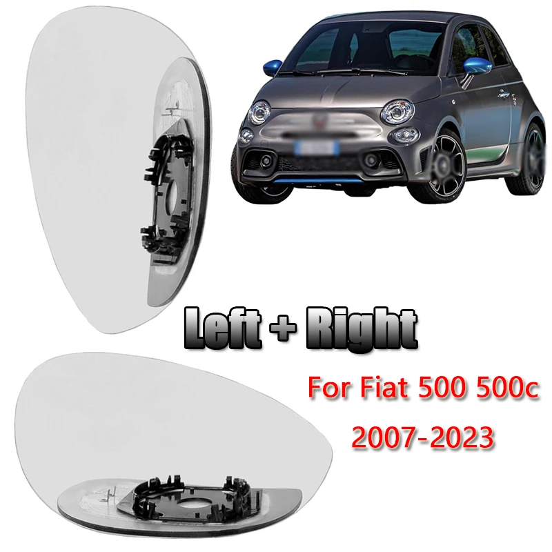 

2Pcs Car Wing Mirror Glass Rearview Replacement Left + Right Large Vision Hand Door Side Heated For Fiat 500 500c 2007-2023