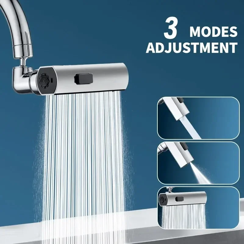 New 3 Modes Waterfall Kitchen Faucet Universal 720° Swivel Spout Sprayer Bathroom Basin Water Tap Extender Kitchen Accessories
