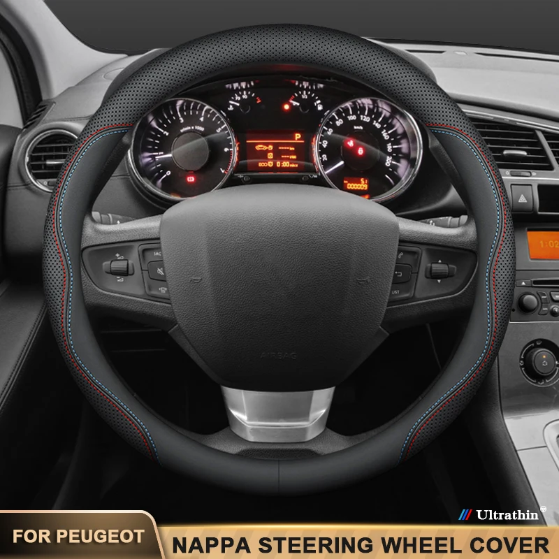 

Ultra-thin Leather Car Steering Wheel Cover For Peugeot 106 107 108 206 207 208 301 307 308 406 407 408 508 2008 3008 4008 5008
