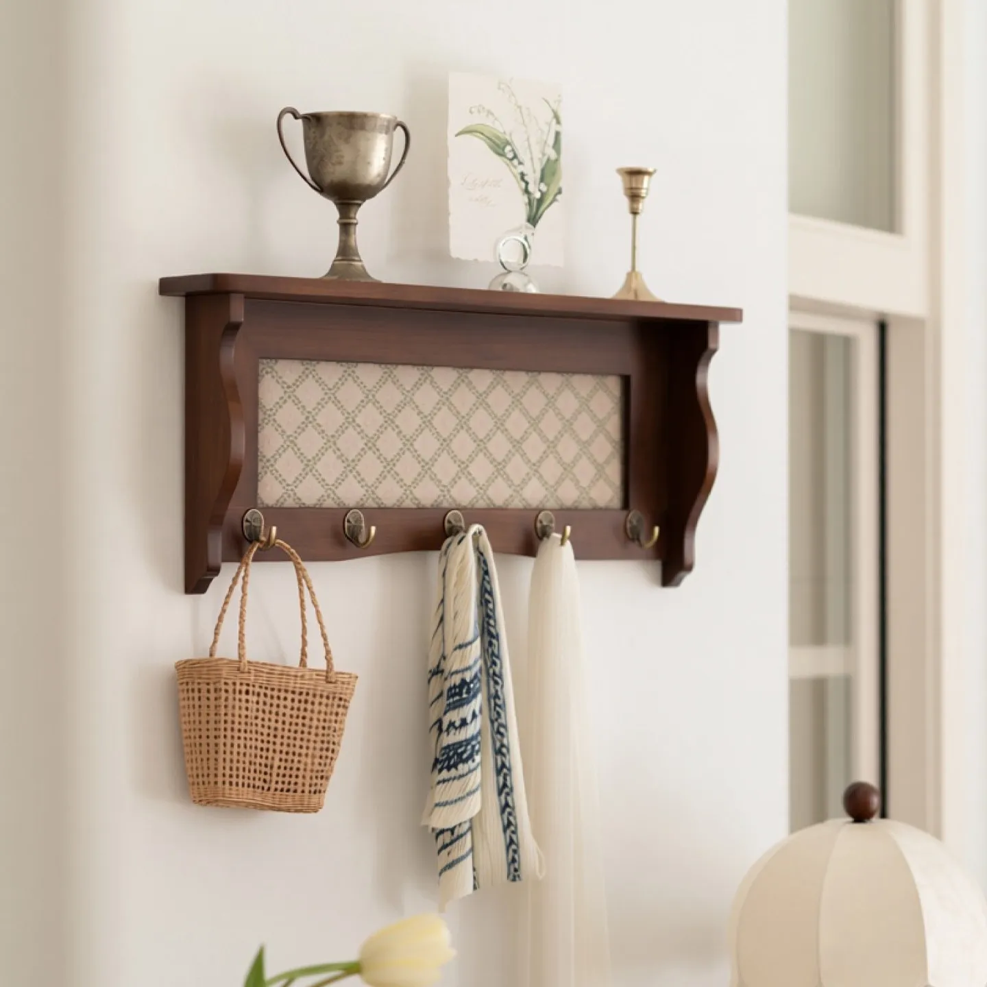 For porch hook coat rack fabric message board shelf medieval bedroom wall hanging layer rack