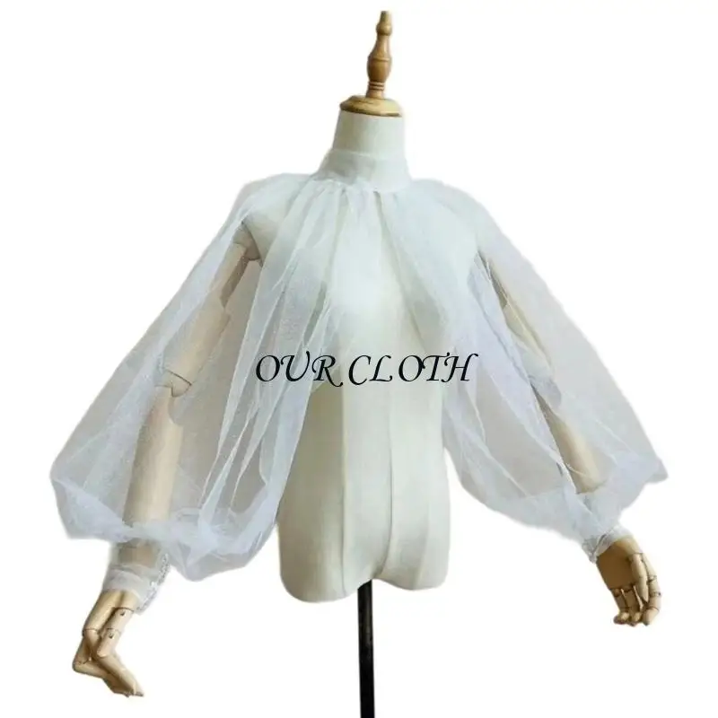 Mangas hojaldre tul boda para mujeres Sangos largos Shurgs Corte Top protección solar guantes largos sin
