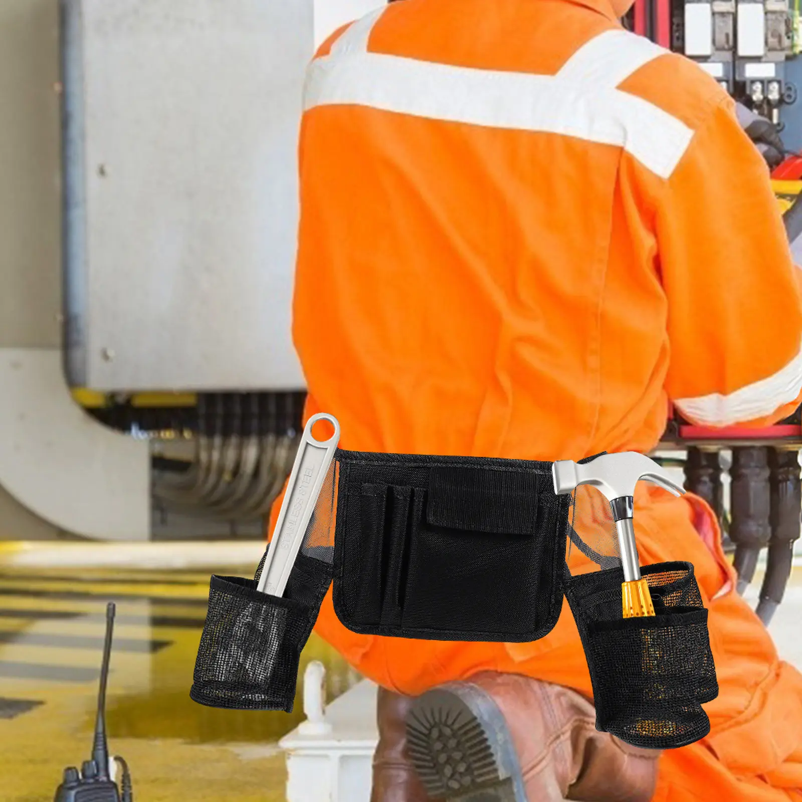 

Многофункциональная поясная сумка для инструментов, 1 шт., большая вместимость, водонепроницаемая, с регулируемым ремнем, для электриков и плотников