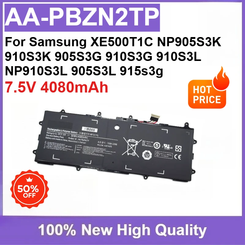 

Brand-New Laptop Battery AA-PBZN2TP 4080mAh For Samsung XE500T1C NP905S3K 910S3K 905S3G 910S3G 910S3L NP910S3L 905S3L 915s3g