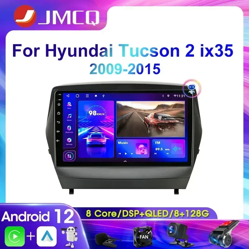 Автомагнитола JMCQ, мультимедийный видеоплеер для Hyundai Tucson 2 LM IX35 2009-2015, навигация GPS, беспроводной Carplay 2DIN 4G Android 12