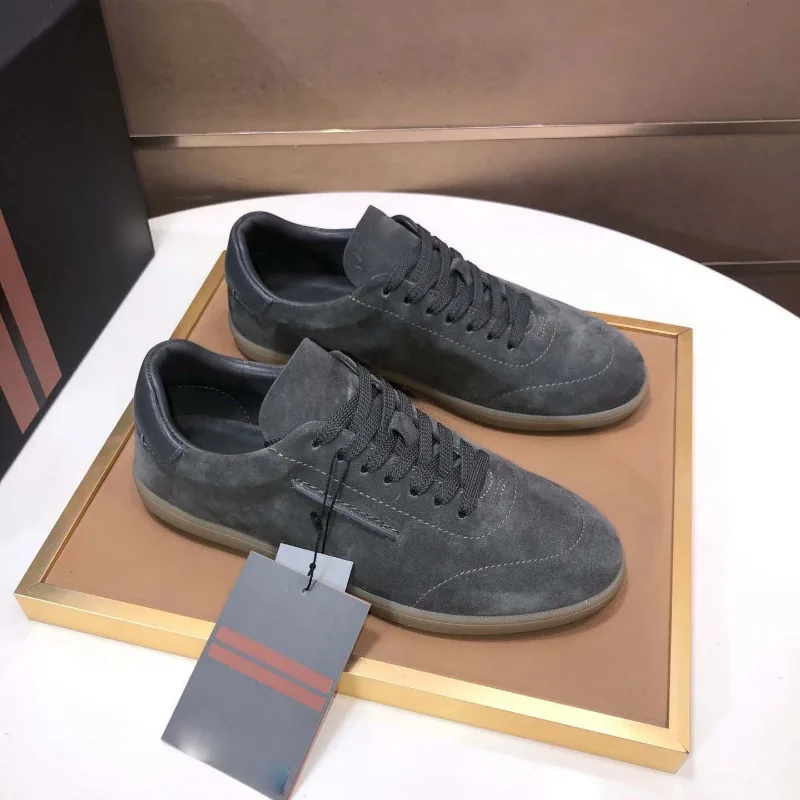

New Men's Leather Sports Leisure Shoes Suede Cowhide Breathable Comfortable Simple Versatile Lace-up German Training Sneakers
