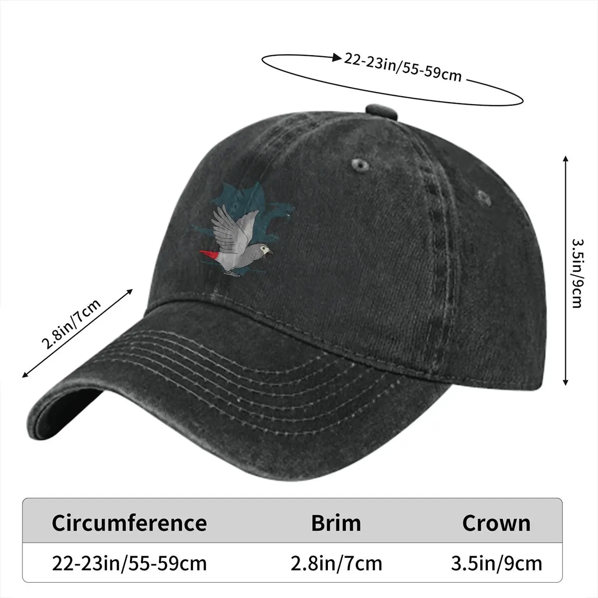 African Grey Dragon Shadow Baseball Cap Men Hats Women Visor Protection Snapback Parrot Birds Pet Caps