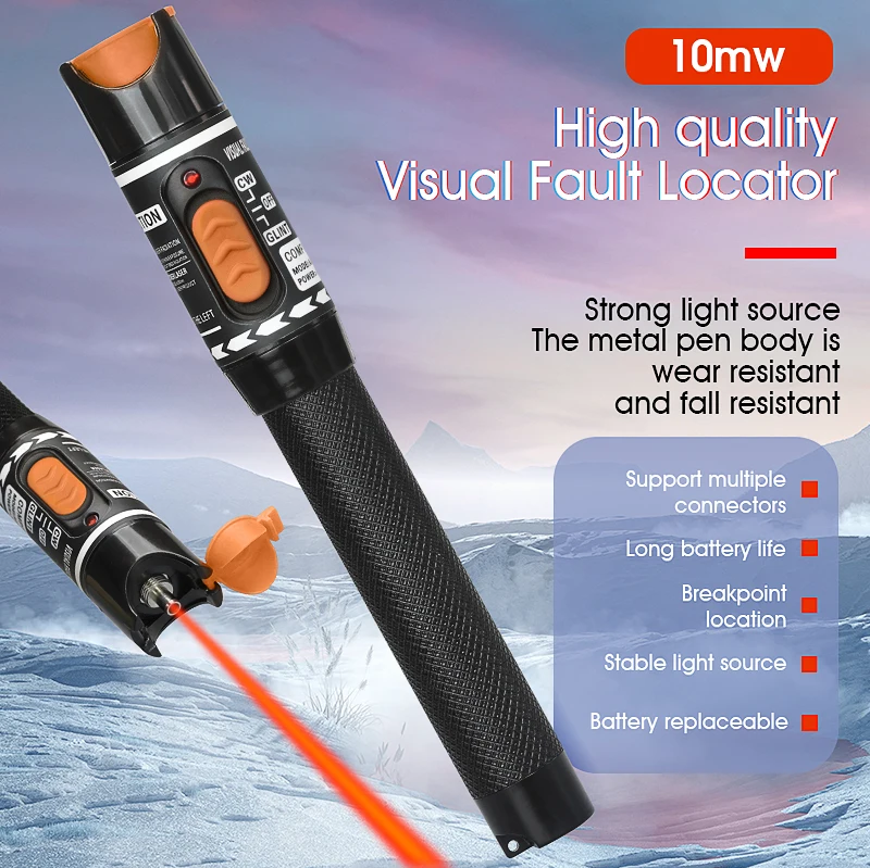 

AUA-10MW Visual Fault Locator Fiber Optic Cable Tester VFL Red Laser Light 10-12KM Pen Type Visual Fault Locator Free Shipping