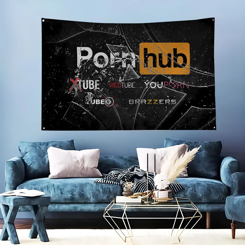 1pc Porn-hub-Tumble-P-Pornhub Flag Flags And Banners Four Hole Flag Polyester Outdoor Decor Room Aesthetic