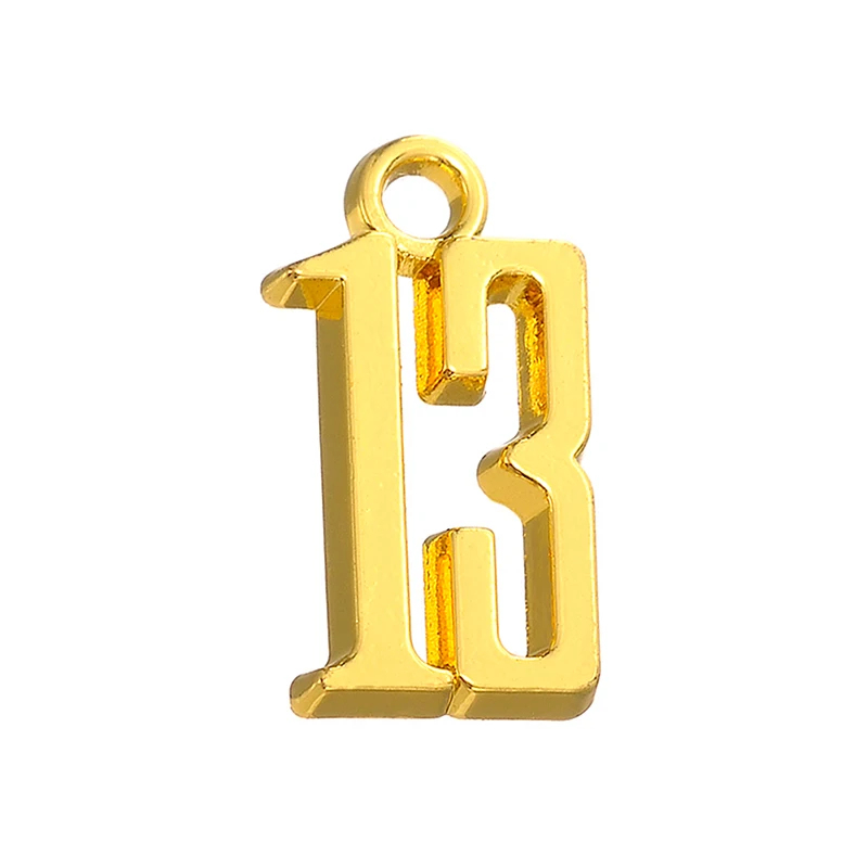 

10*18mm 20pcs Alloy Gold Color Lucky Number 13 Charms