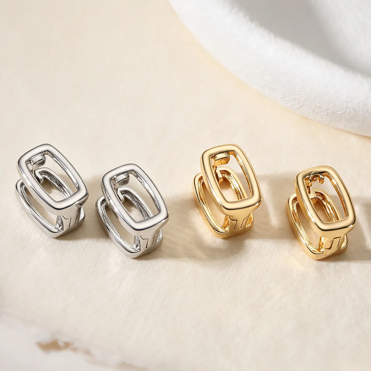 GANPUP Geometrische Quadratische Creolen für Frauen, Alltagsschmuck, Modische Neue Ohrschmuck-Geschenke für Party und Hochzeit – Detail 2