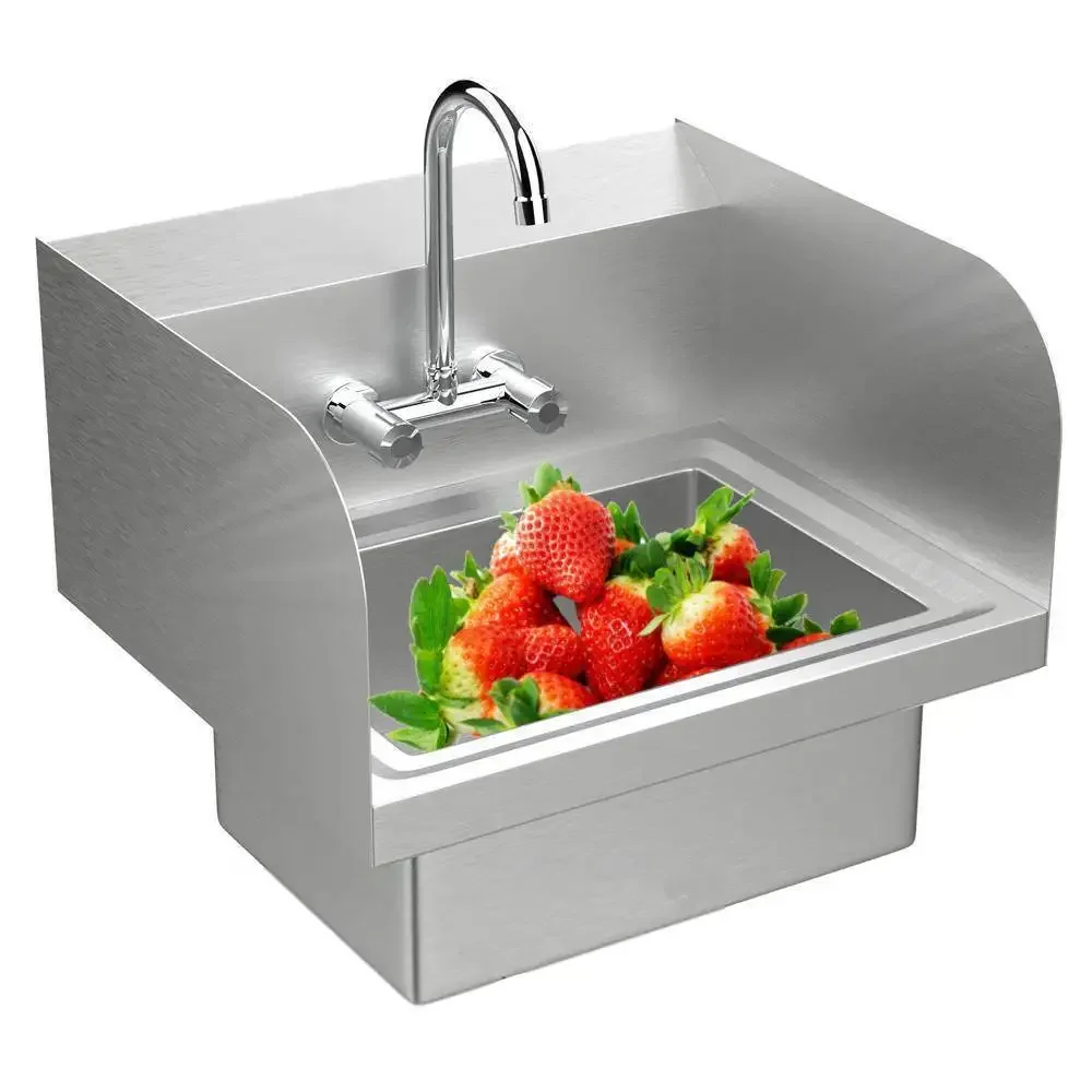 US- Heavy Duty Stainless Steel Hand Washing Basin for Restaurant 17W x 15D x 14H NEW