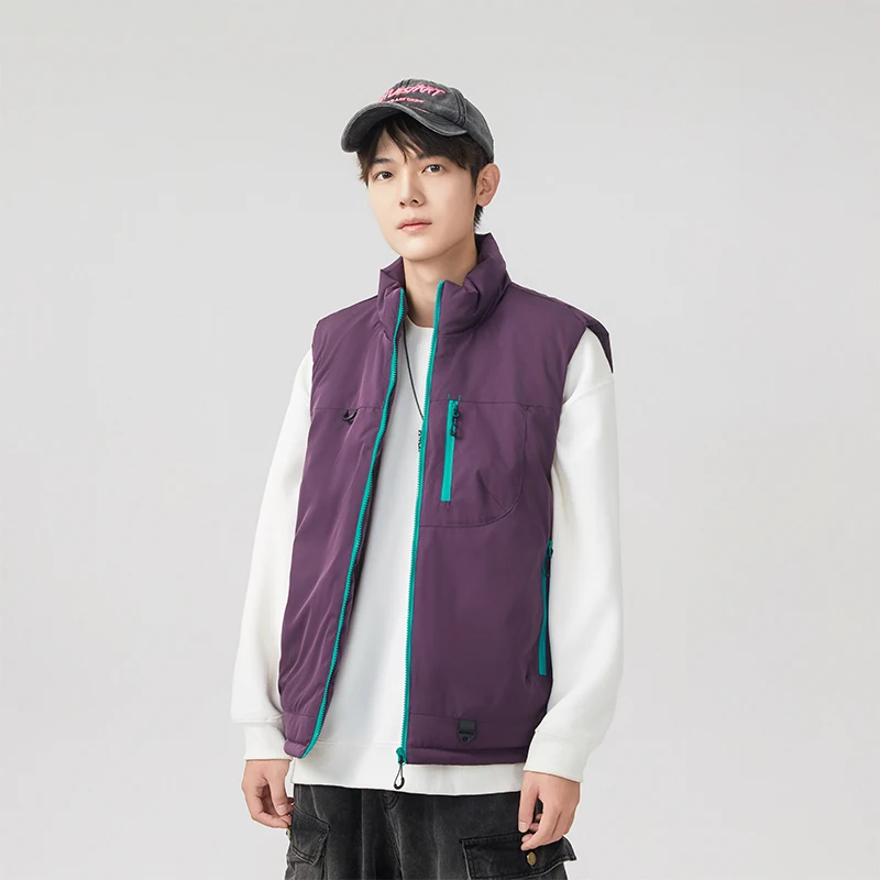 เสื้อกั๊กฤดูหนาวสำหรับผู้ชาย ใส่เล่นกิจกรรมกลางแจ้ง กันลม ระบายอากาศได้ดี อุ่นสบาย นุ่มสบาย ป้องกันความหนาวเย็น เสื้อผ้าฝ้ายอุ่น