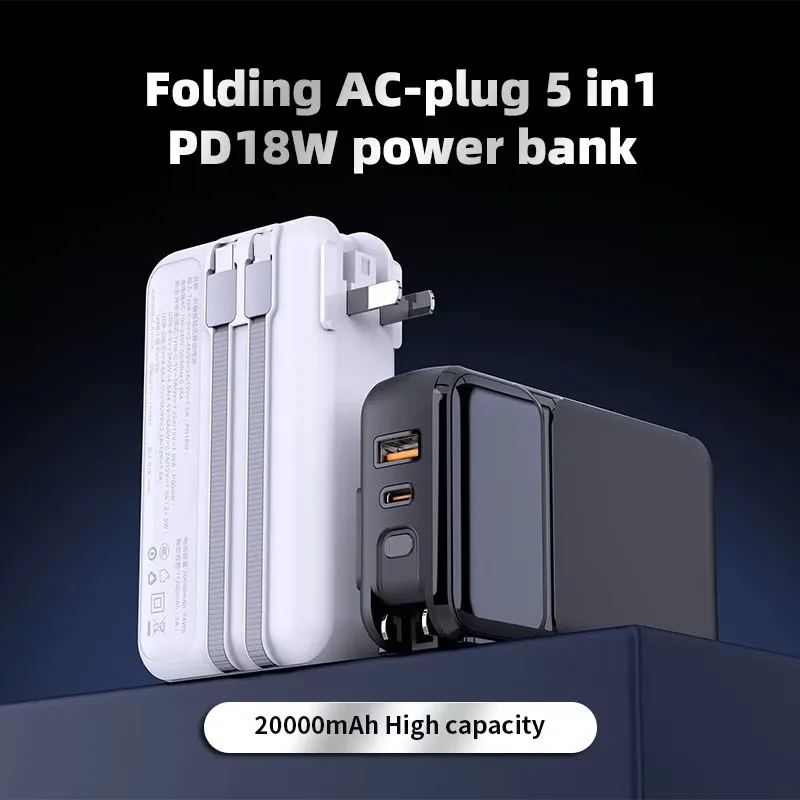 20000mah 10000mah Power bank for laptop with cable and different plugs and build in 2 cables for iphone series and Android