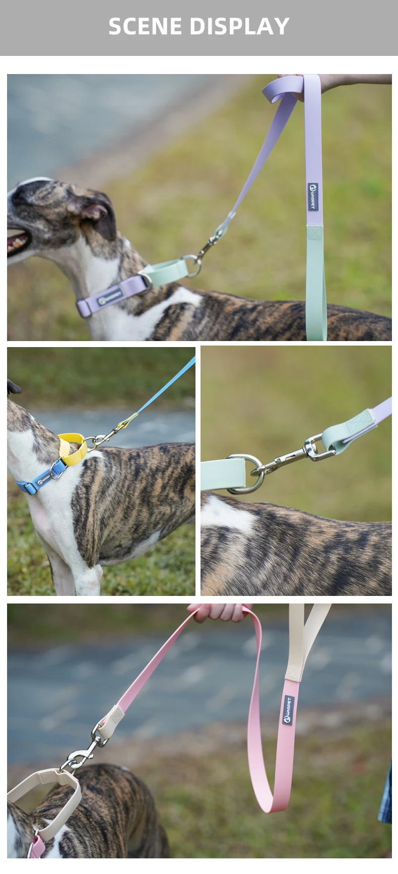 1,2 m/1,5 m Luxus-PVC-Hunde leine wasserdichte, haltbare, starke Hunde leinen Macaron helle Hunde trainings leine für kleine große Hunde – Detail 7