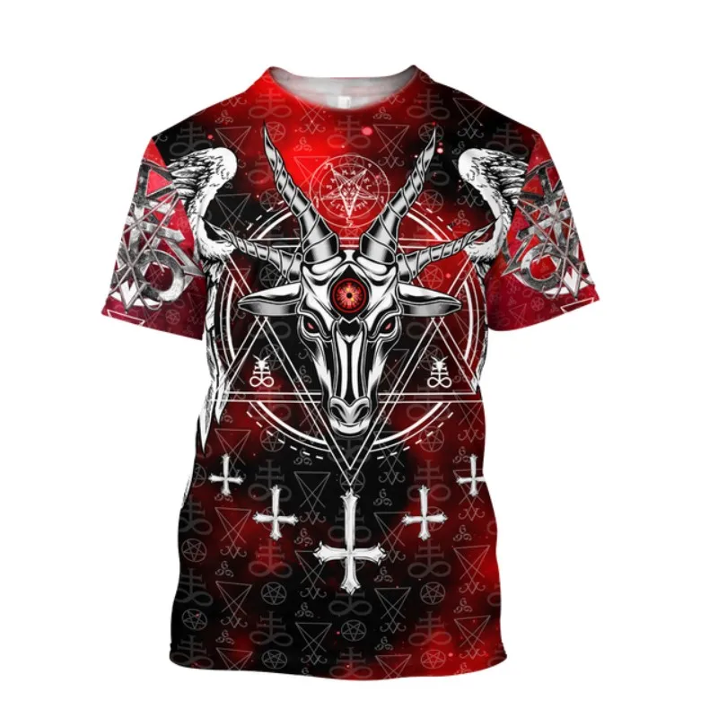 Cthulhu Style Devil Goat T-shirt For Men Summer O Neck Trendy Short Sleeve Tees Oversized Casual Sweatshirt Male Clothing Tops