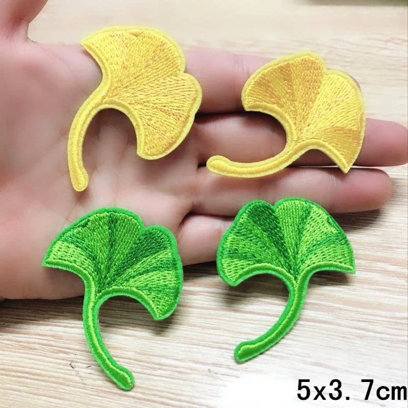 50pcs/Lot Luxury Ginkgo Biloba Leaf Plant Embroidery Patch Curtain Shirt Bag Clothing Decoration Accessory Craft Diy Applique