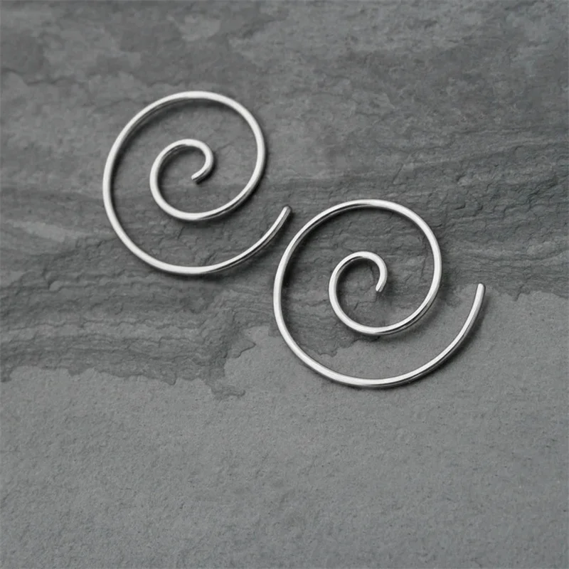 Silver Color Spiral Line Earrings for Women South Korea, Minimalist Temperament, Niche Design, Vortex Personality Earrings