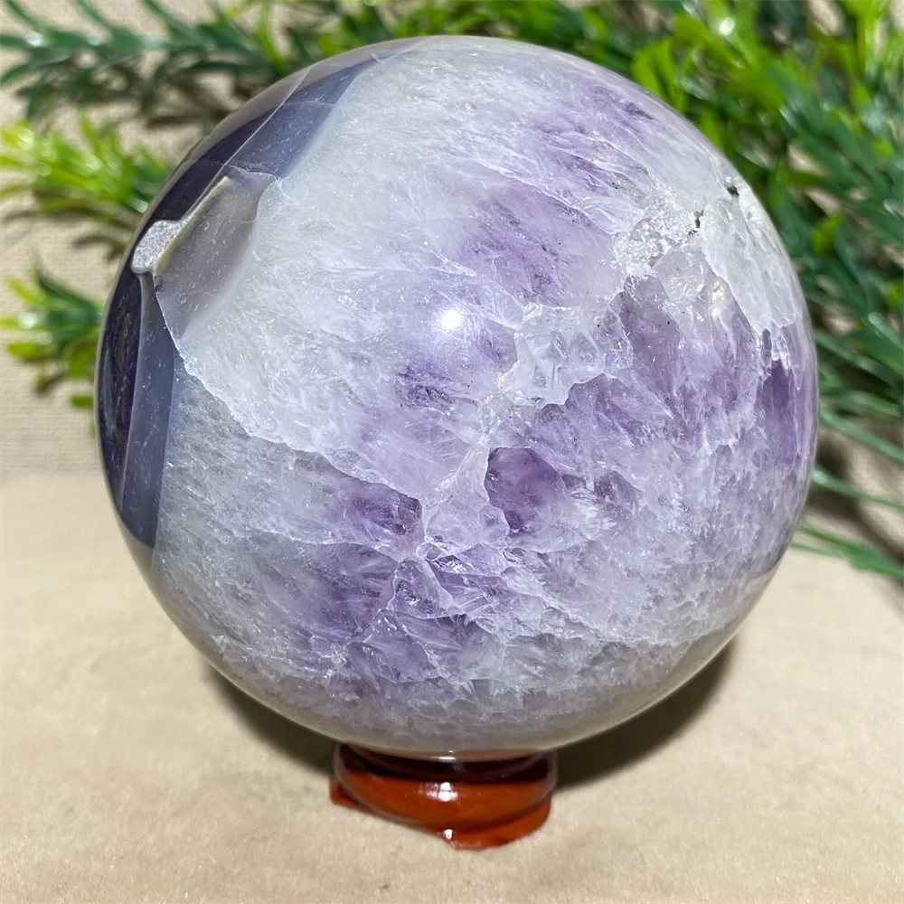 Big Brazil Pink Amethyst Geode Crystal Quartz Natural Stone Sphere Reiki Energy Purple Minerals Ball House Decoration Home+Stand