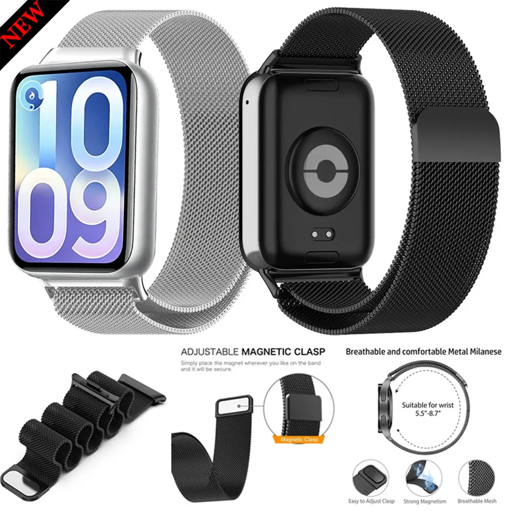 Bracelet à boucle magnétique en boucle milanaise pour Xiaomi Mi Band 10 9 8 Pro, bracelet réglable en métal, bracelet de poignet Redmi Watch 4 5 6 Correa