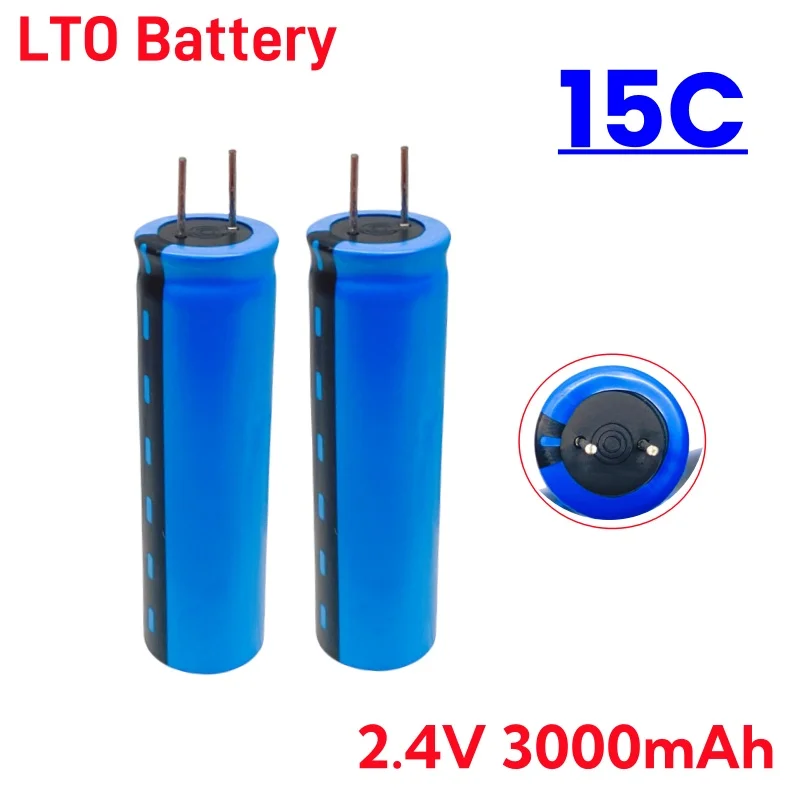 2.4V 3000mAh LTO 18650 sel Lithium Titanate 15C daya isi ulang baterai suhu rendah waktu siklus 25000