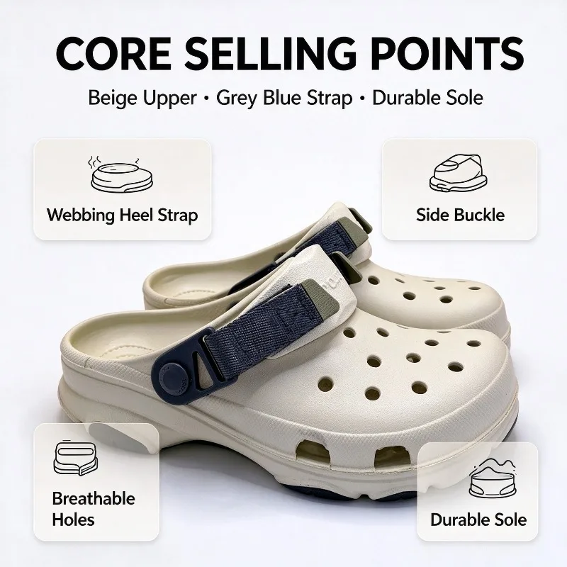 Crocs Fashion Trin Hole Shoes Boys Breathable Non-slip Deodorant Heightening Versatile Cool Slippers Stepping on Shit Feeling