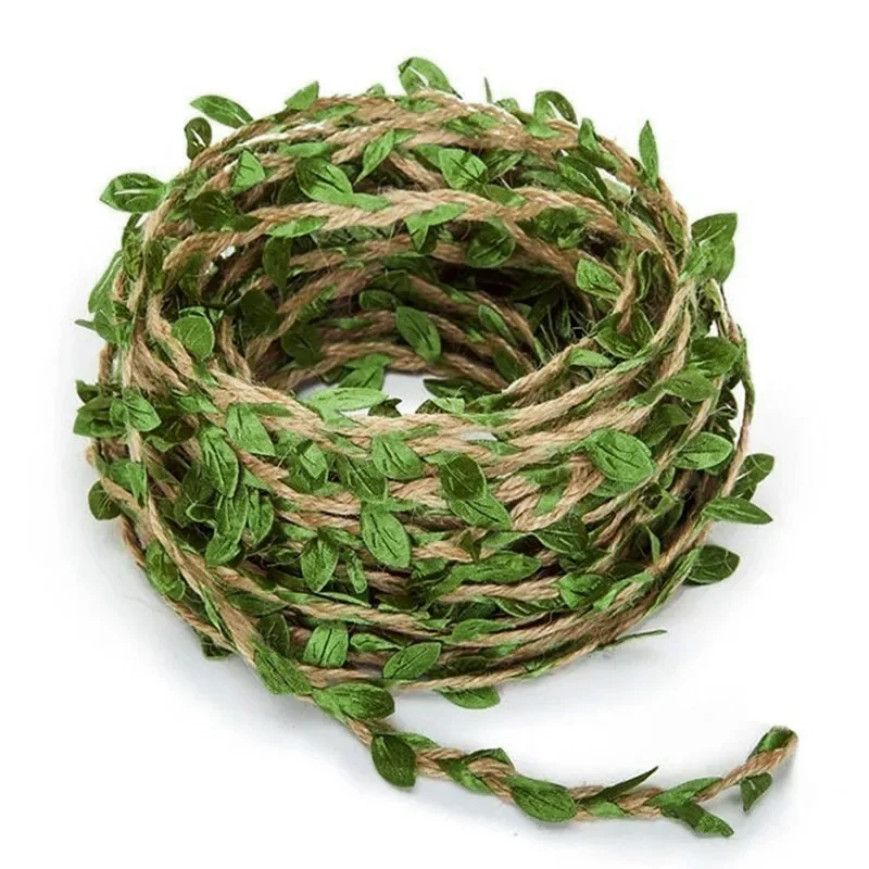 3/5m Simulation Green Leaves Weaving Ribbon Ivy Vine Rope Roll Wedding Birthday Christmas Party Gift Box Packaging Rope Supplies