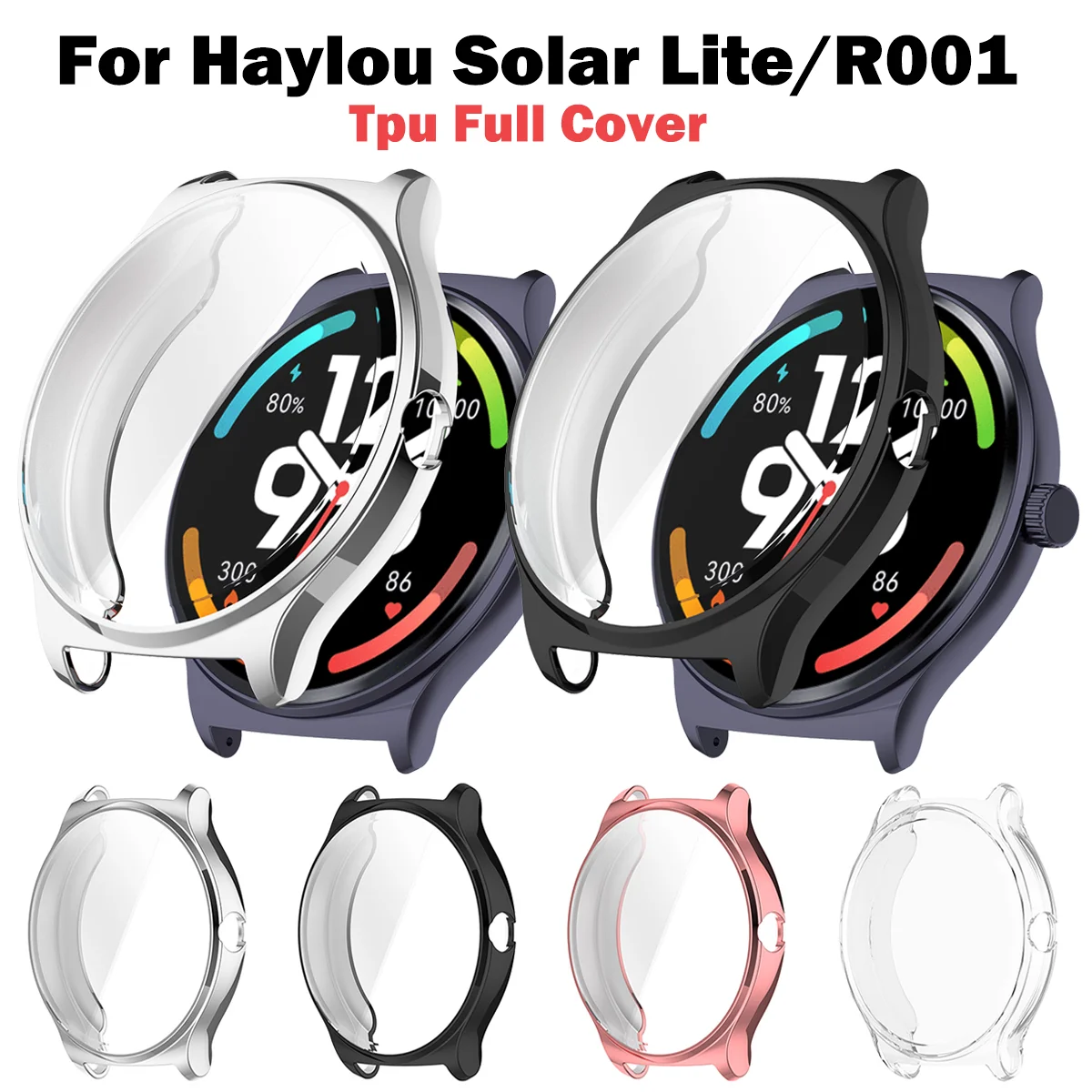 For HayLou Solar Lite R001 Full Cover Soft TPU Case Smart Watch Bumper Frame Protector Protective Shell Colorful Watch Cover