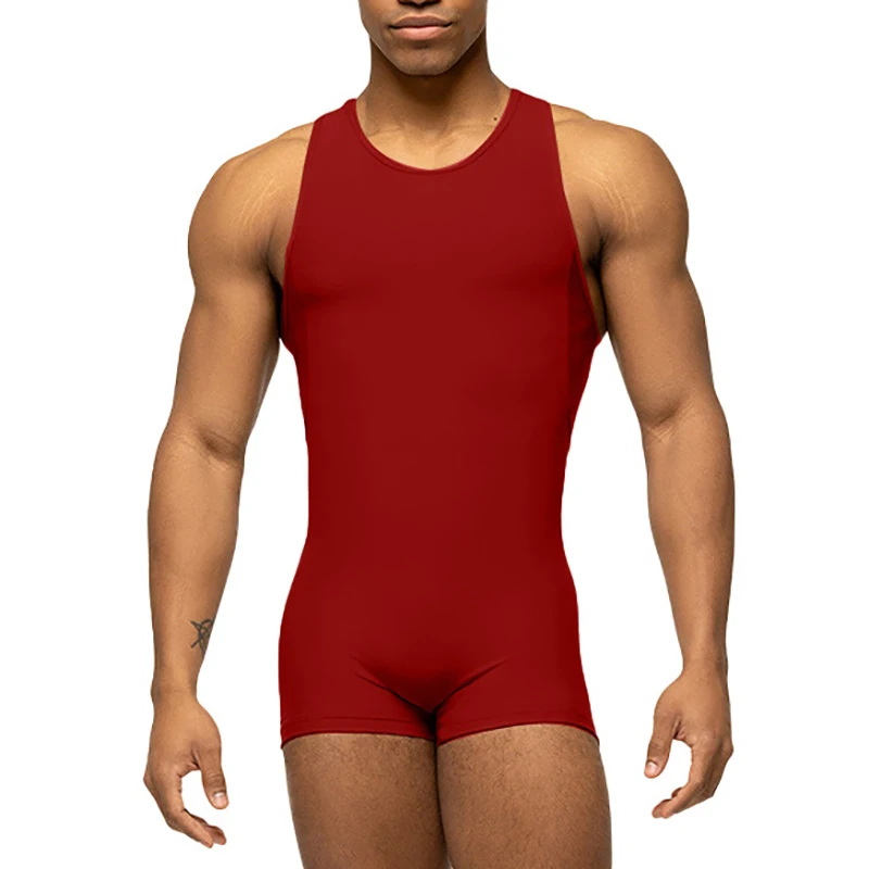 Men Undershirts Fitness Wrestling Singlet Yoga Sports Underwear Bodysuits Seamless Elastic One-piece Leotard Shirts Jumpsuits