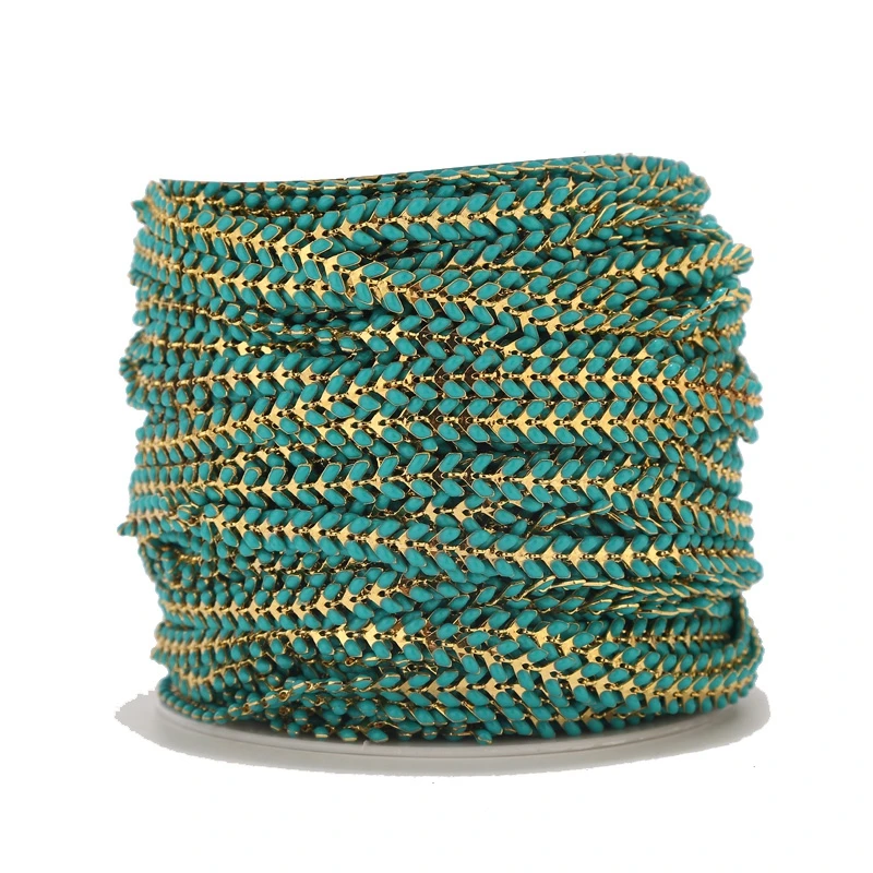 1M Handmade Enamel Brass Chevron Chain Gold Copper Fishbone Fishtail Herringbone Aircraft Chain for Jewelry Making Findings