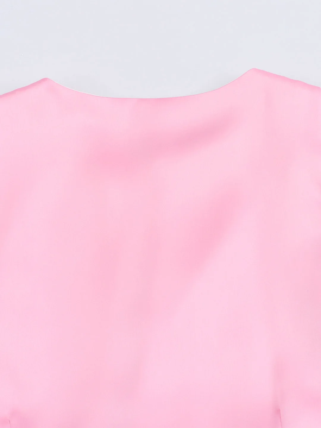 ピンクのサテンのミドル丈ドレス,フロントノット,ラウンドネック,ノースリーブ,エレガント,結婚式のゲスト,イブニングパーティー,夏