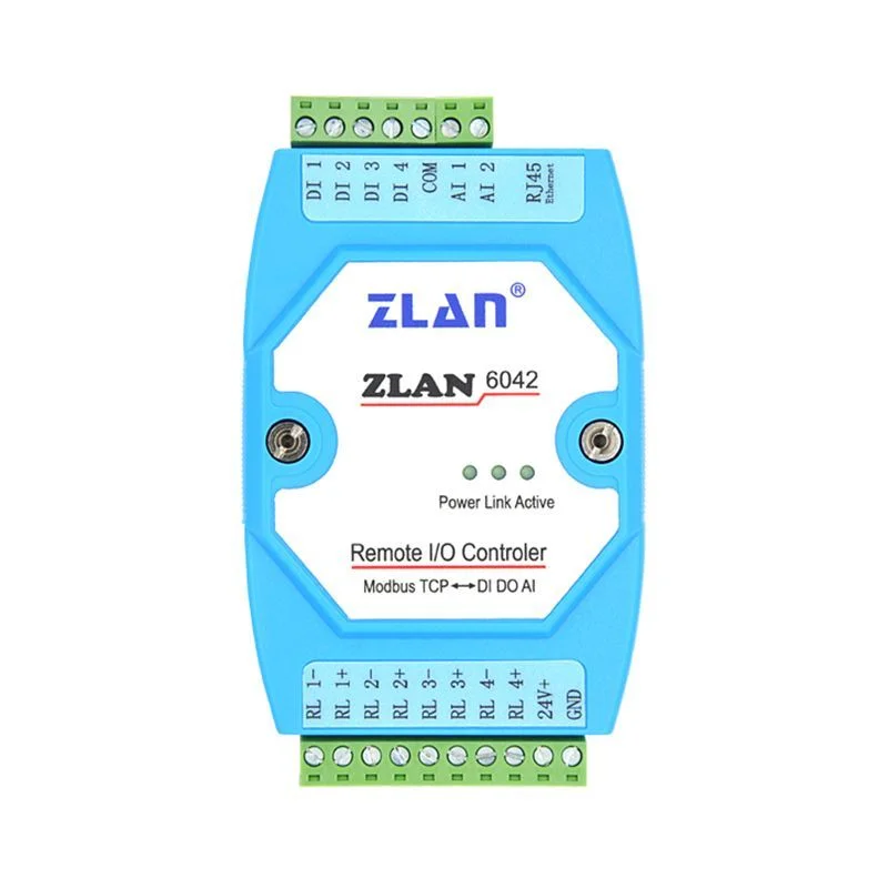 

ZLAN6042 Network Remote Ethernet RJ45 Port IO Controller Modbus TCP/RTU 4 Channels A/D Acquisition I/O Module