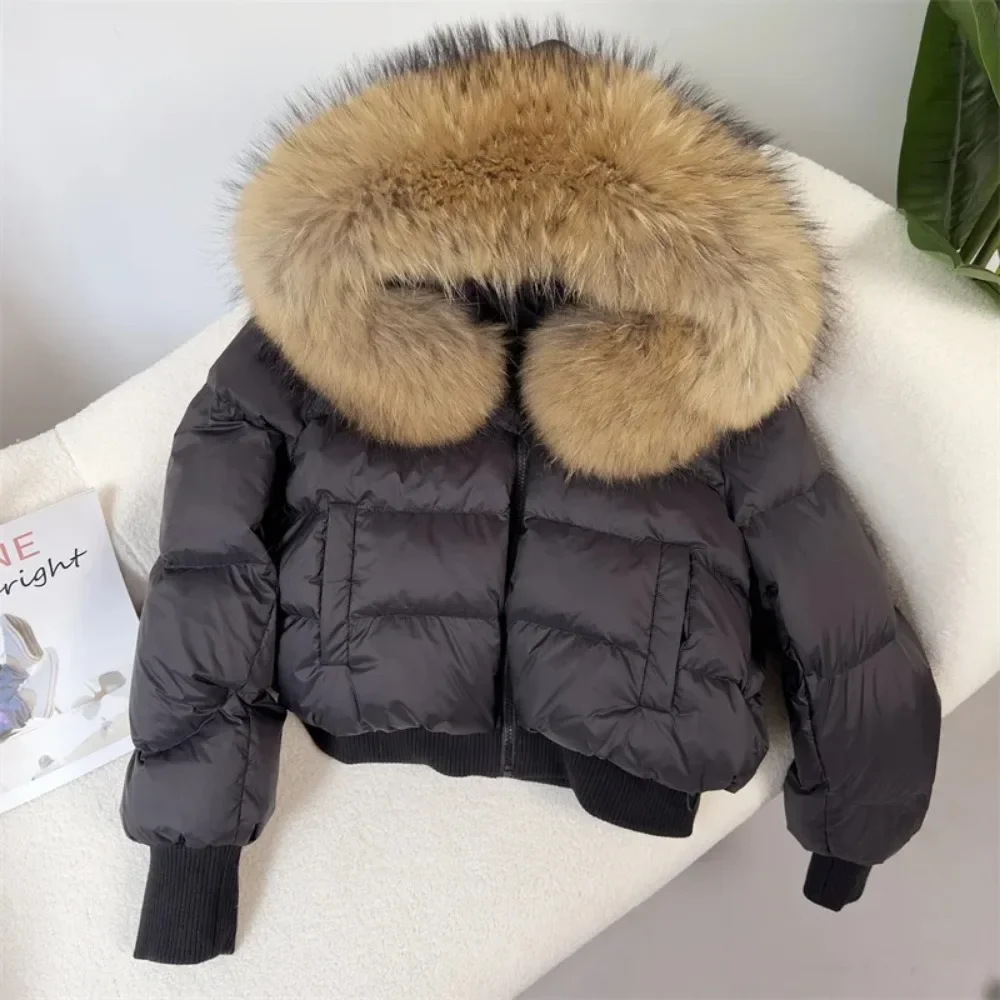 Down Jacket women 2024 New Duck Down Outerwear Real Raccoon Fox Fur coat Big Collar Winter Jacket Natural Warm Loose Streetwear