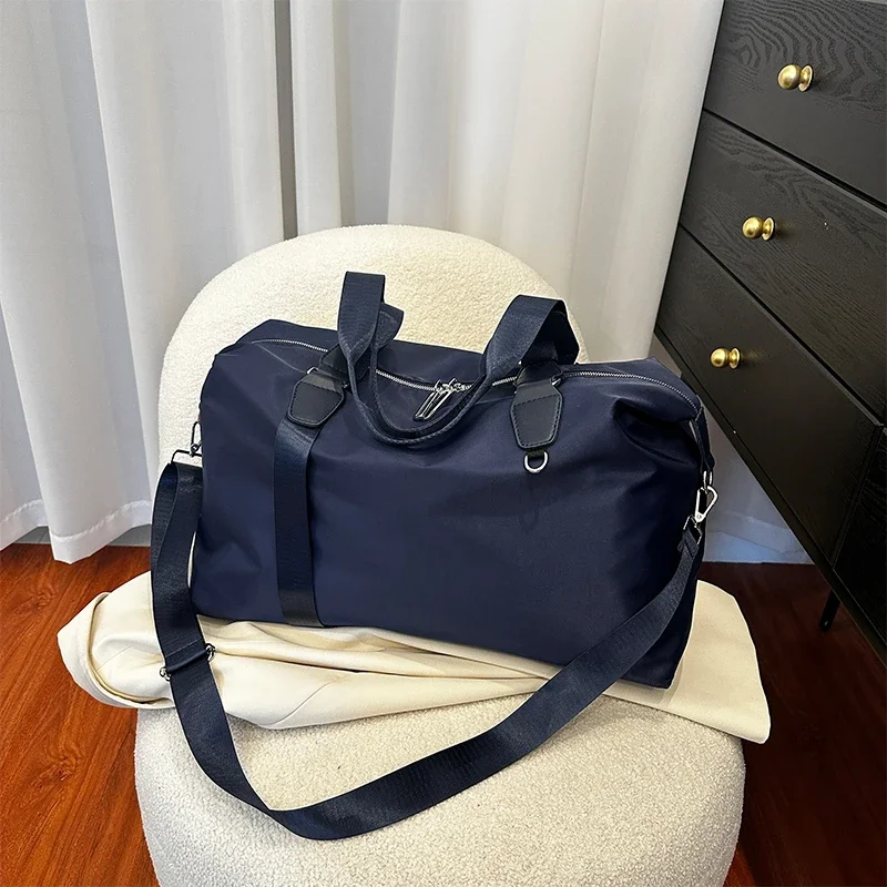 Bolso de viaje de alta calidad con cremallera no tejida, bolso de hombro informal liso de gran capacidad, bandolera suave y sencilla a la moda 2024