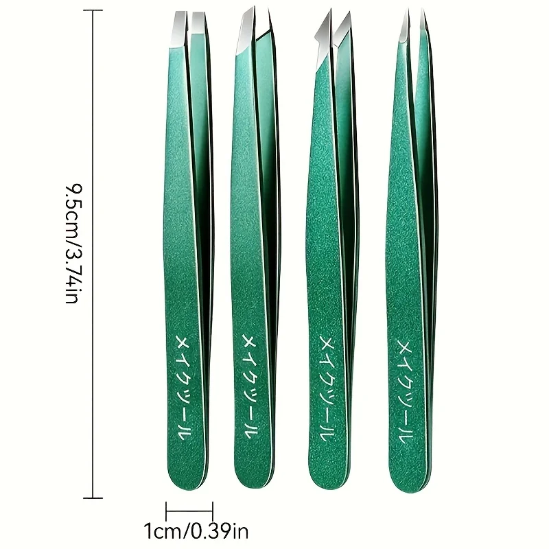 Conjunto de pinças de aço inoxidável, 4 peças, clipe de sobrancelha, extrator de cabelo fino multifuncional, adequado para remoção de pelos faciais, presentes