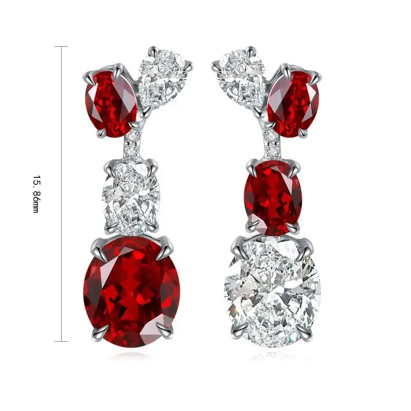 RUIF 2024 Elegant S925 Silver 1.916ct Main Stone Lab Grown Ruby Water Drop Earrings Jewelry for Wedding Party