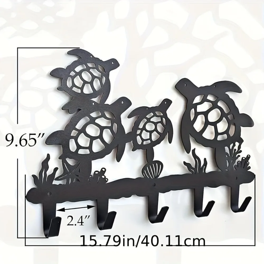 CIFBUY Turtle Metal Wall Art Iron Sculpture Mural Plaque Key Hook For Home Office Decor