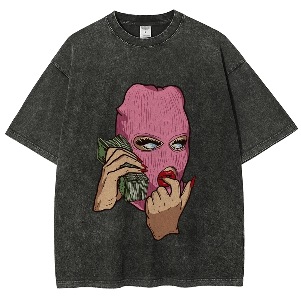 

Money Talks Modern Masked Unisex Vintage Washed Tee