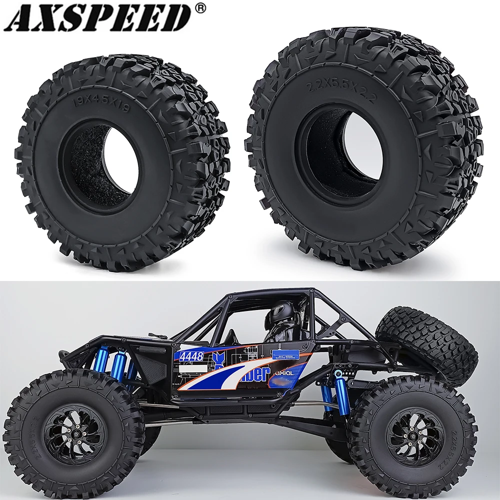 AXSPEED 1.9 Inch Rubber Tyre 2.2 Wheel Tires with Foam Inserts for 1/10 RC Crawler Car Axial SCX10 Wraith TRX4 TRX6 D90 Parts