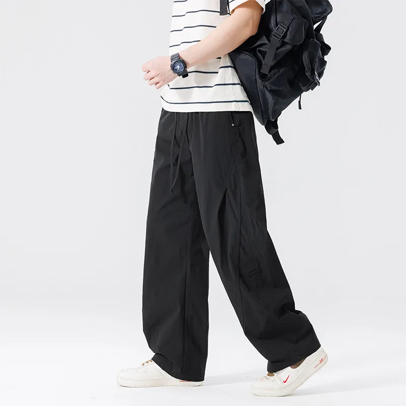 

Spring Casual Cotton Trousers Men's Straight Leg Loose Wide Leg Workwear Long Trousers 2026 Spring Paratrooper Pants Summer
