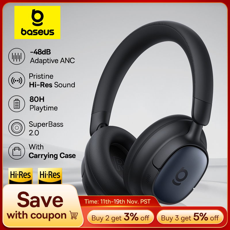  Baseus Bowie MH1 ANC Wireless Headphone 48dB Adaptive Hybrid Noise Cancelling Headsets 80H Playtime Hi-Res Audio LDAC Headphone 