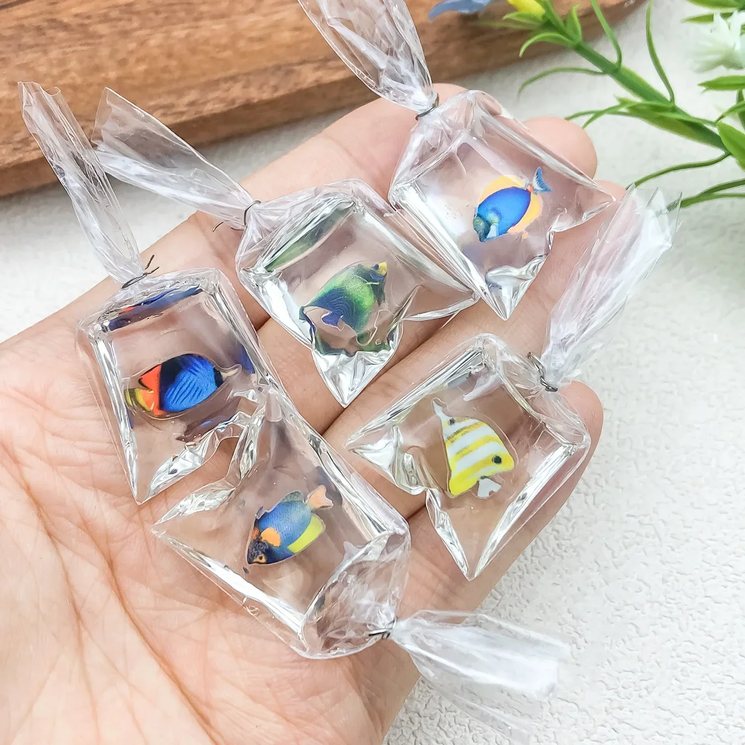 8 Color 24*53mm Transparent Resin Clownfish Charms In Water Jewelry Pendant Fish Bag Earrings Handmade DIY Material