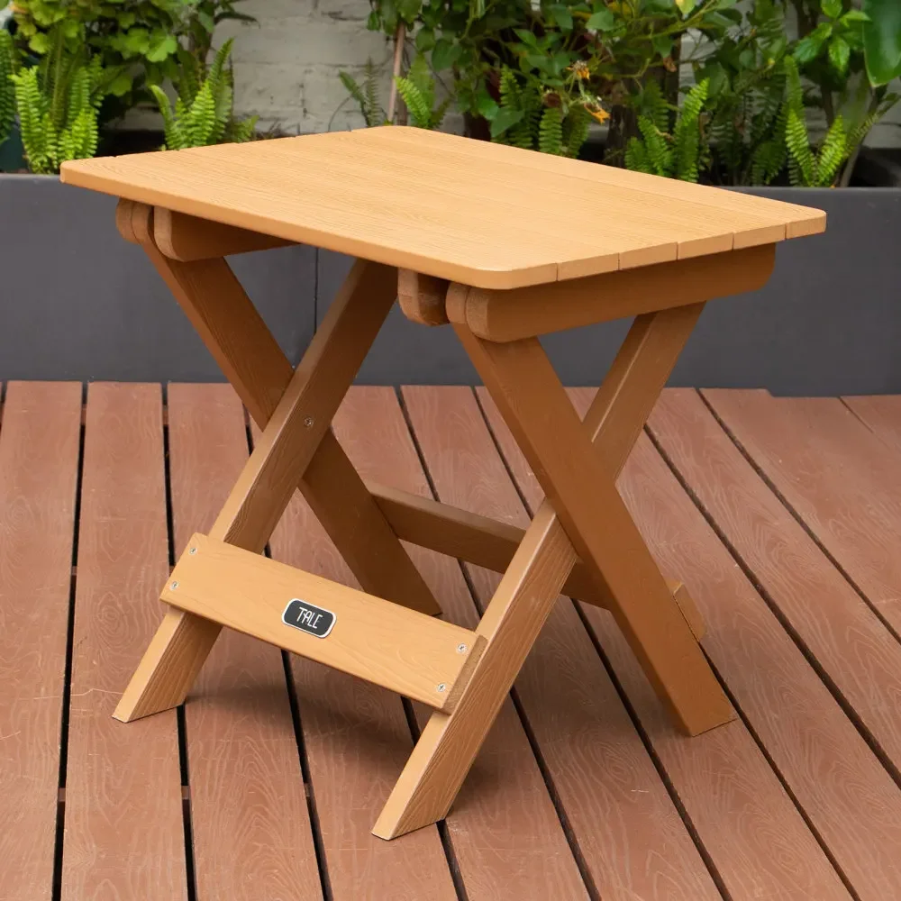 

Portable Folding Side Table Square All-Weather and Fade-Resistant Plastic Wood Table Perfect for Outdoor Garden, Beach, Camping