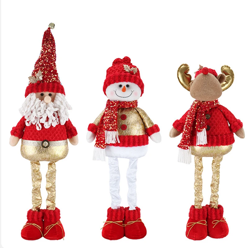 Red Santa Claus Reindeer Snowman Telescopic Christmas Doll Merry Christmas Decor for Home 2024 Navidad Noel Christmas Ornaments