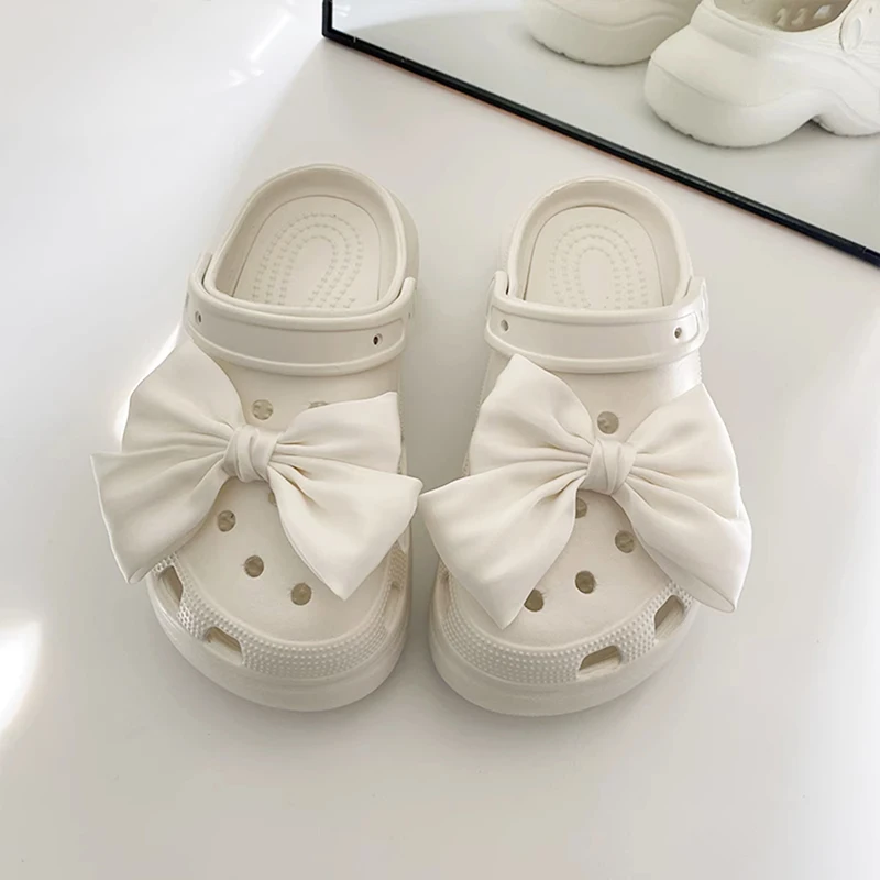 1 Pc Bow Shoe Clip Shoes Hole Shaped Slippers Shoe Buckle Women Shoe Decoration Decorative Clips Silk Bow Charm Buckle