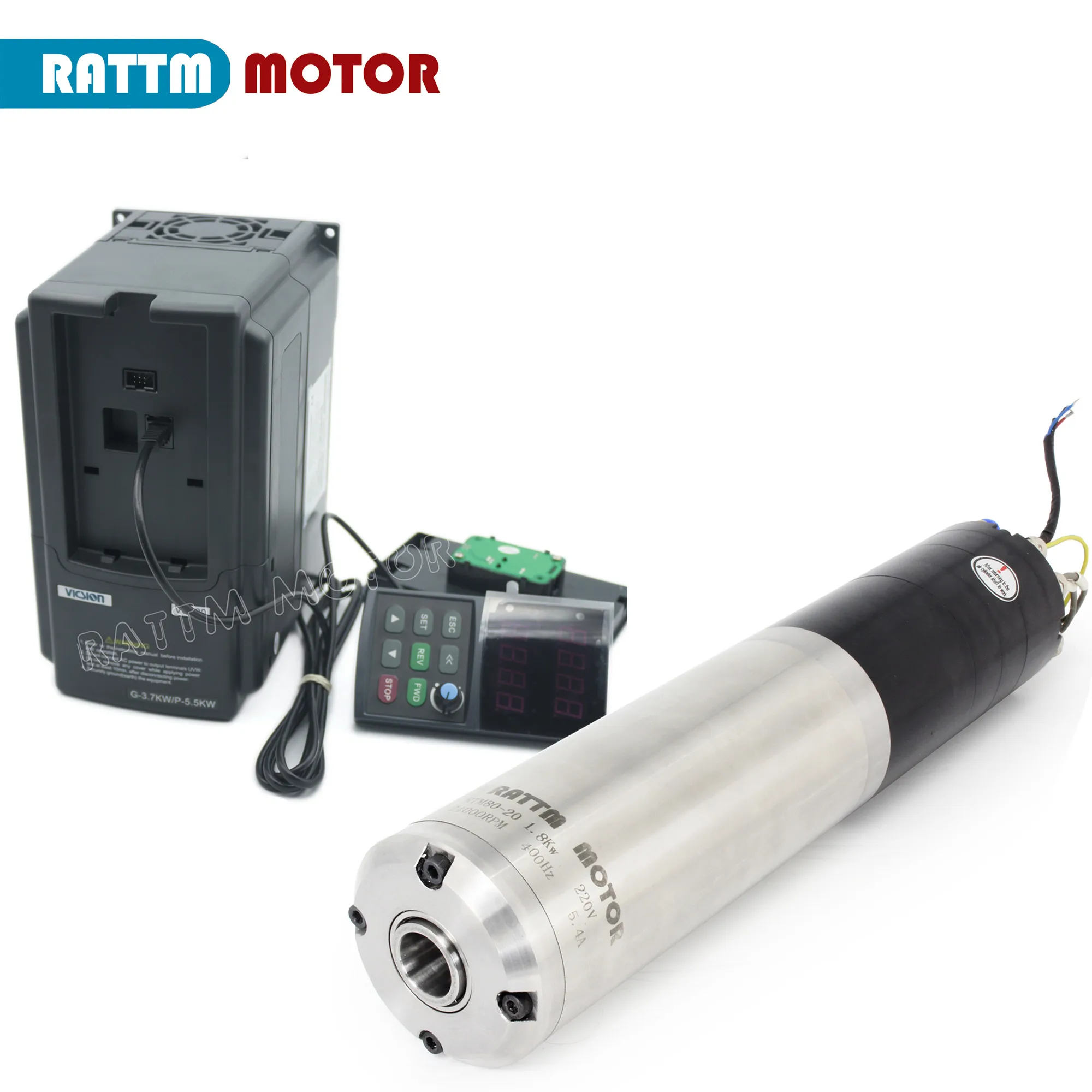 3KW 220V 380V BT30 CNC Router Automatic tool change ATC Spindle Motor Water Cooled 400Hz 24000RPM with 3.7KW Inverter VFD