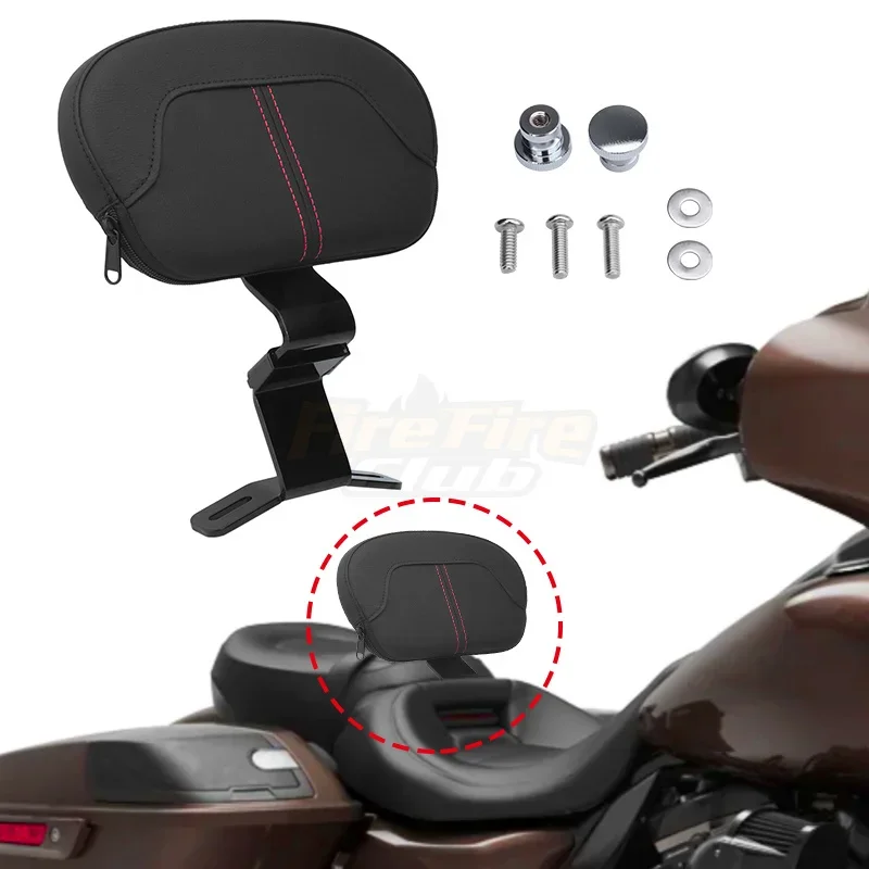 PU Leather Motorcycle Driver Backrest Cushion For Harley CVO Touring Road King Electra Street Road Glide Ultra FLHTCU 09-22