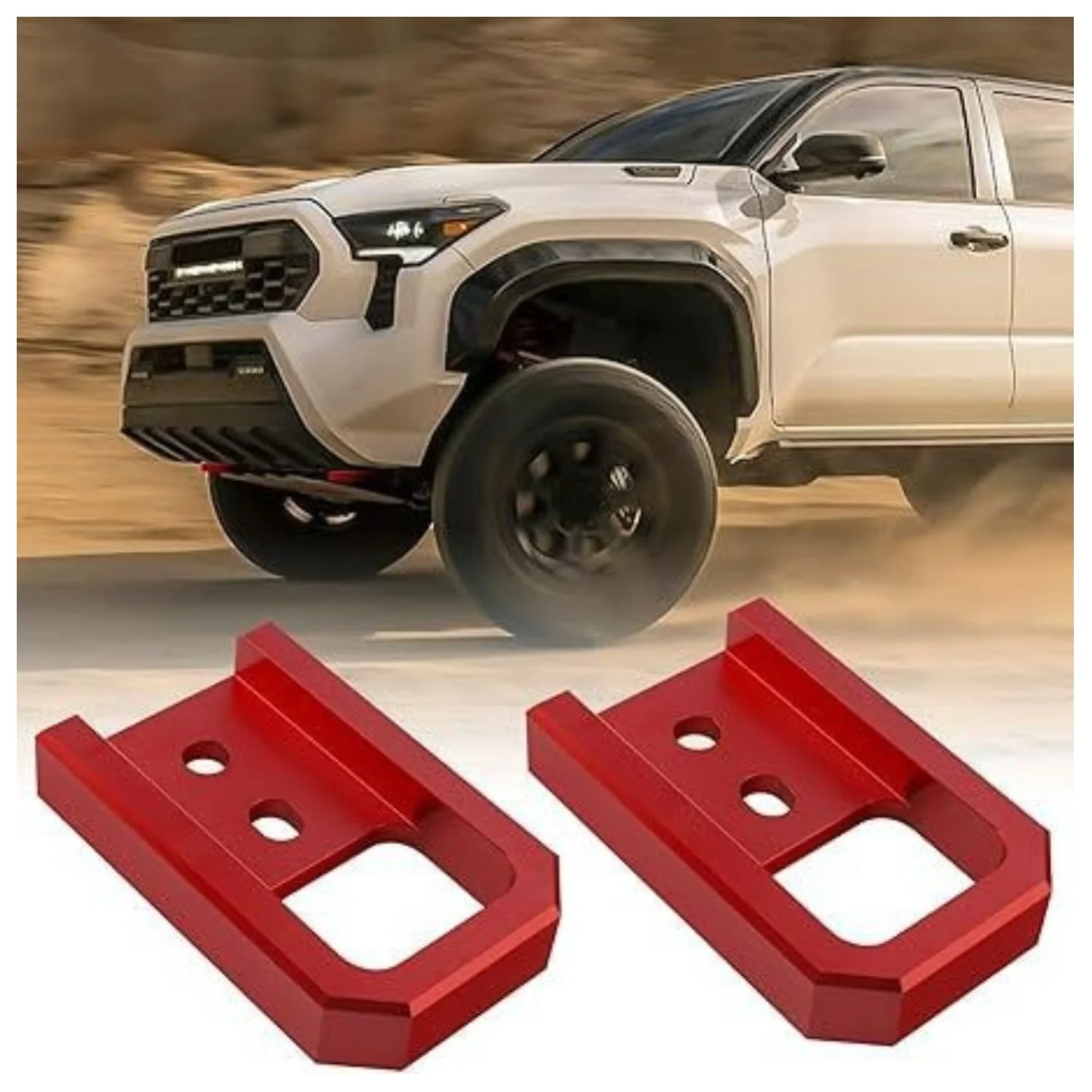 DY1653 خطاف سحب السيارة 2 حزمة أحمر 5000-6000 رطل سعة تحميل 13.31 × 8.41 سم معدن لـ 2024-2026 تويوتا تاكوما و