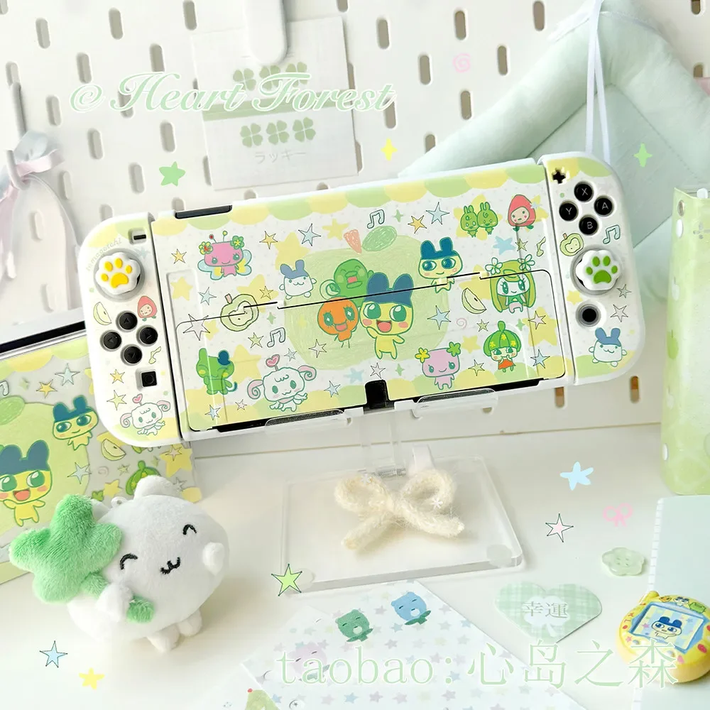 Cartoon Tamagotchi Transparent Case for Nintendo Switch 2/OLED/Lite Console Shock-resistant Joy-Con Controller Cases Dock Cover